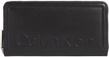 Calvin Klein Damenbörse schlicht schwarz Minimal Handware Zipwallet