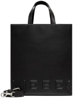 Liebeskind Paper Bag Tragetasche schwarz Glattleder crossover 