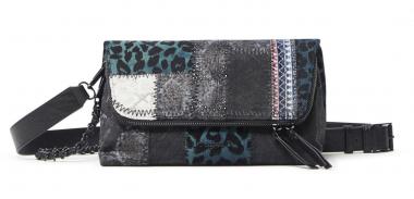 Patchworktasche Desigual Pasadena Venecia bestickt Strass schwarz grau Leo