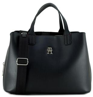 Tommy Hilfiger Kurzgrifftasche Iconic Satchel Interlockemblem Black