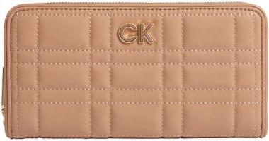 edles Damen Portmonee Calvin Klein Re-Lock Quilt Safari Canvas Beige Steppdesign