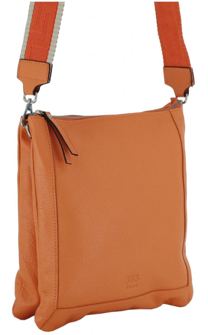 365 d.a.y.s Lund Orange zweigeteilte Schultertasche Leder