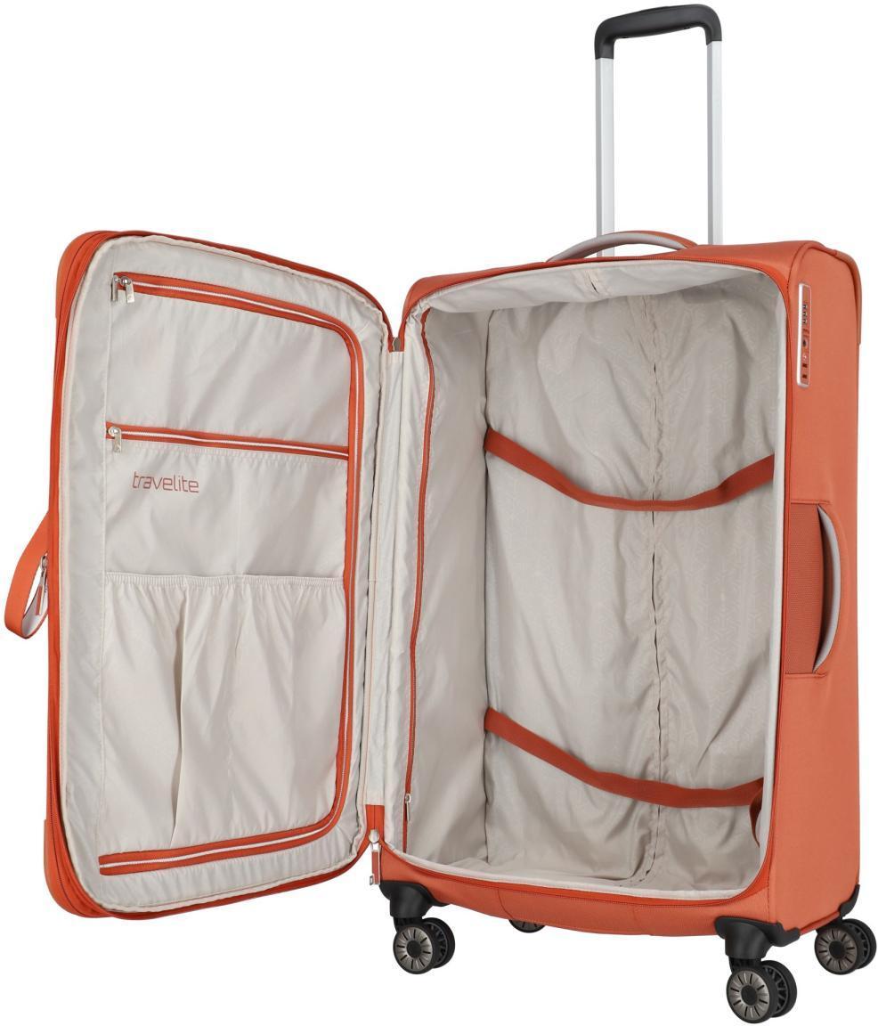 4-Rad-Reisekoffer orange erweiterbar Trolly L 77cm Travelite Miigo Safran