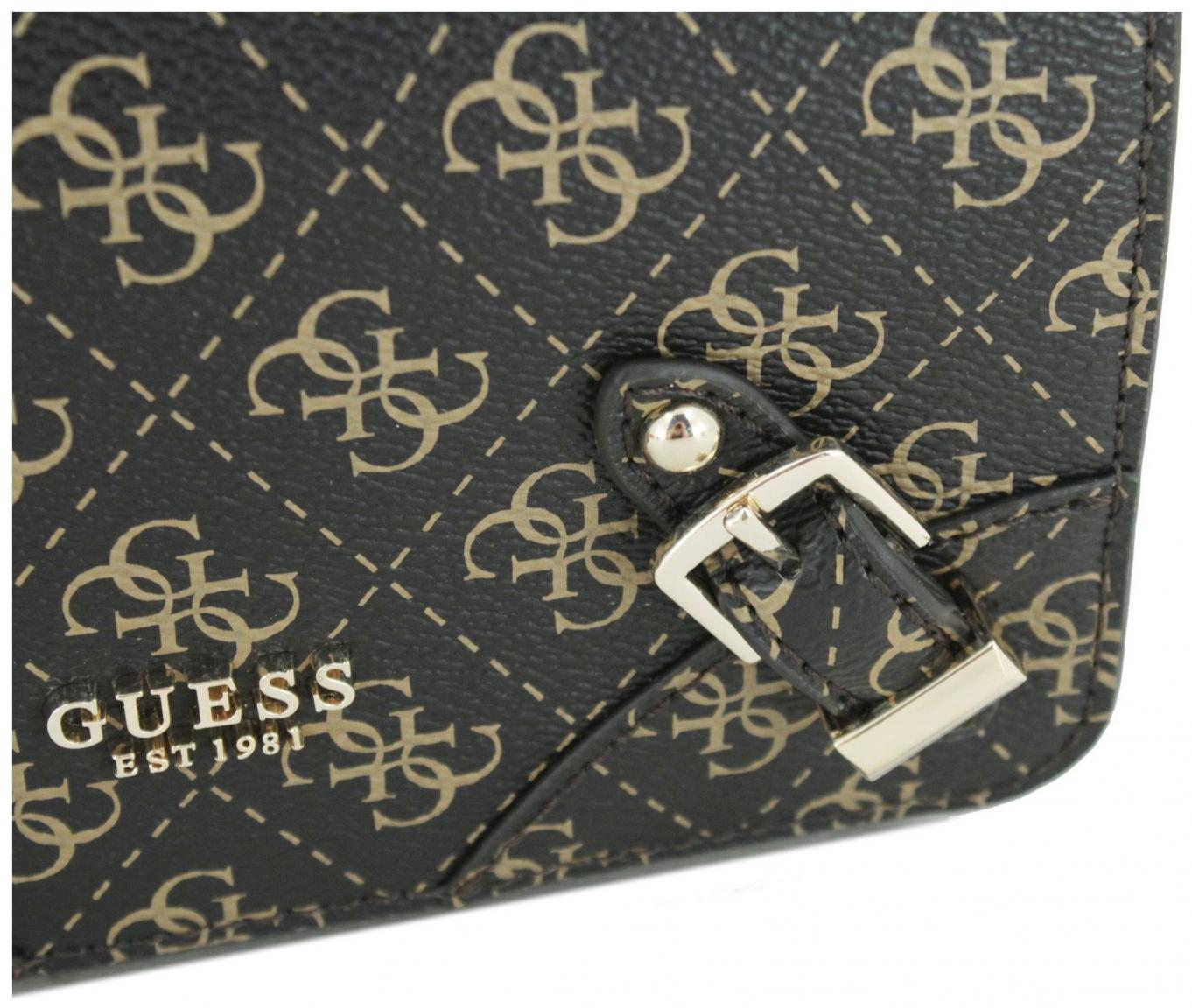 Abendtasche Mini Crossbody Flap Guess Didi Brown Logo Zierschnallen