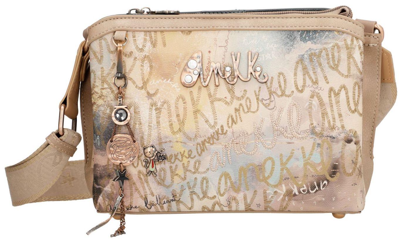 Anekke Crossovertasche Hollywood Stars Logoprint beige