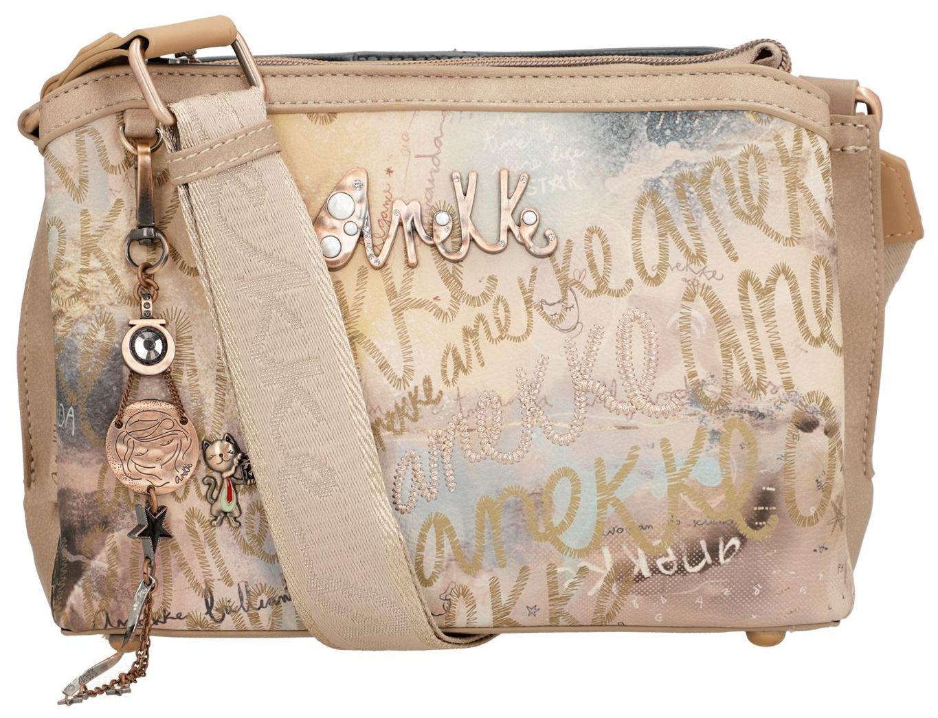 Anekke Crossovertasche Hollywood Stars Logoprint beige