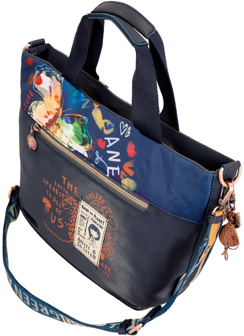 Anekke Henkeltasche dunkalblau bunt Nieten Cutouts Amazonia Nature recycled