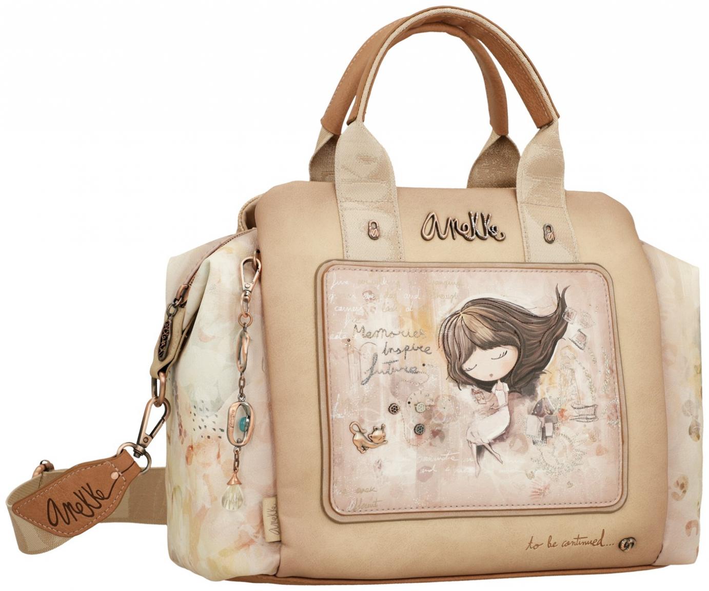 Anekke Kurzgrifftasche beige Memories bestickt