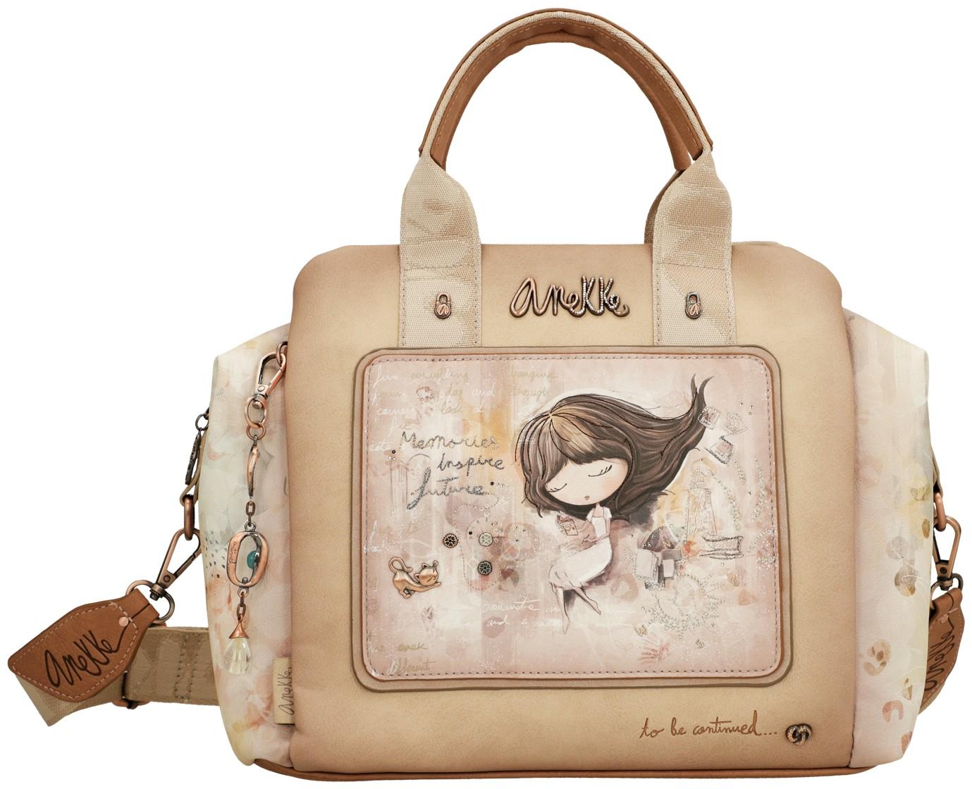 Anekke Kurzgrifftasche beige Memories bestickt