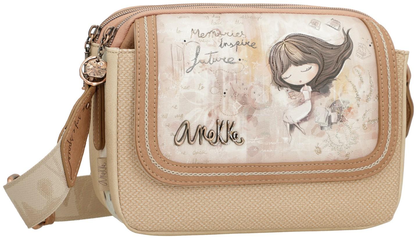 Anekke Memories Überschlagtasche beige bestickt Glitzer