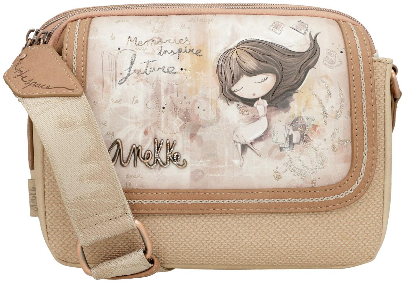 Anekke Memories Überschlagtasche beige bestickt Glitzer