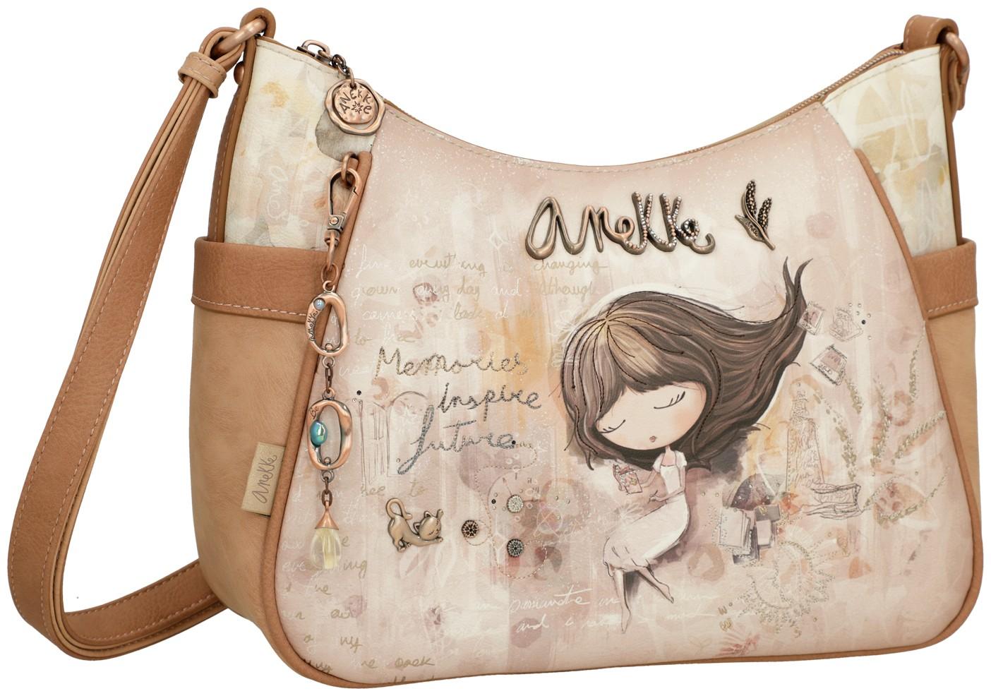 Anekke Schultertasche Memories Beige mit Glitzer