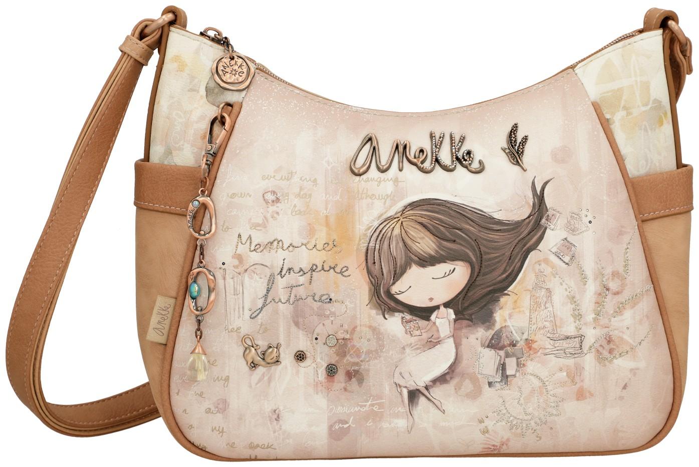 Anekke Schultertasche Memories Beige mit Glitzer