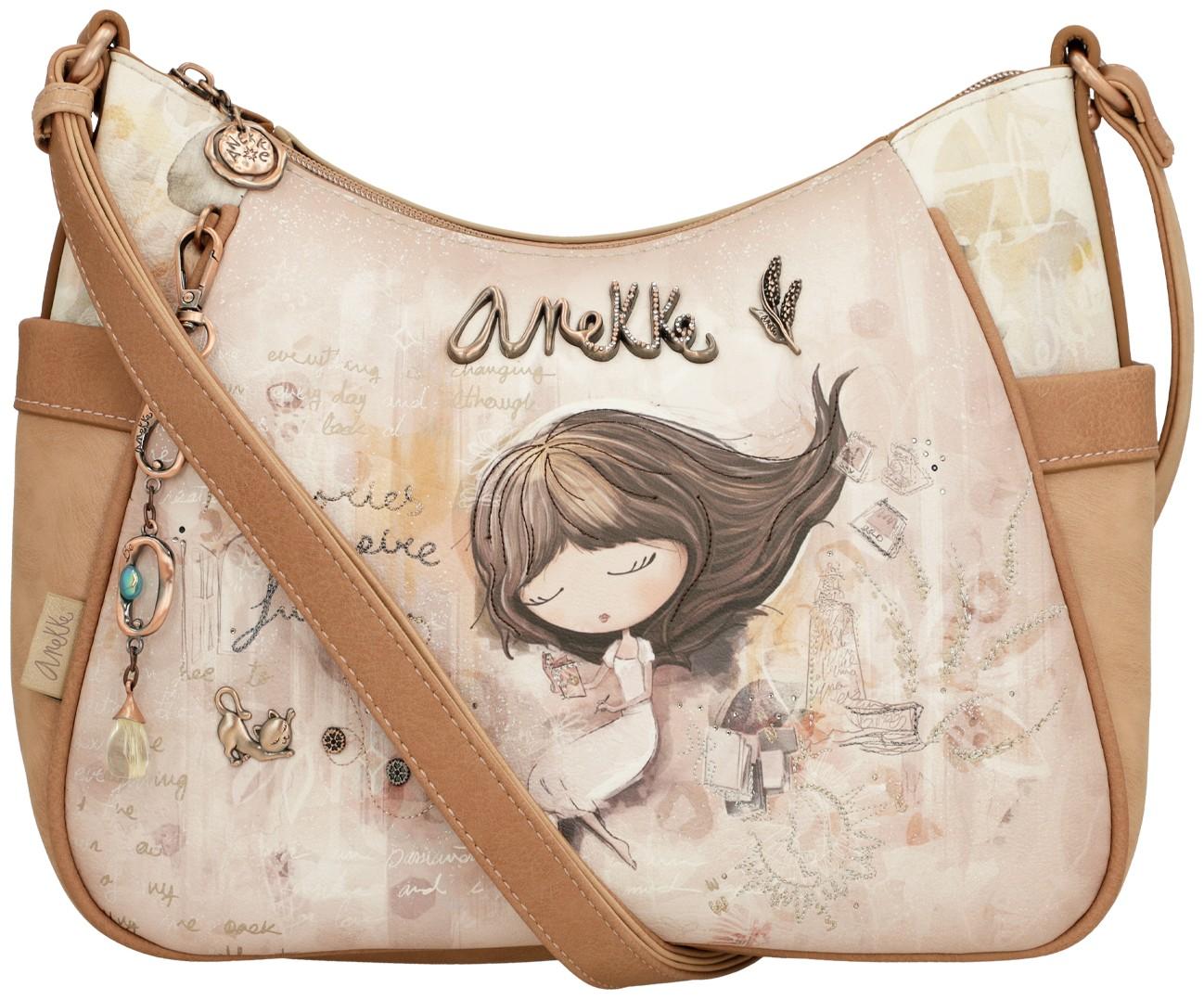 Anekke Schultertasche Memories Beige mit Glitzer