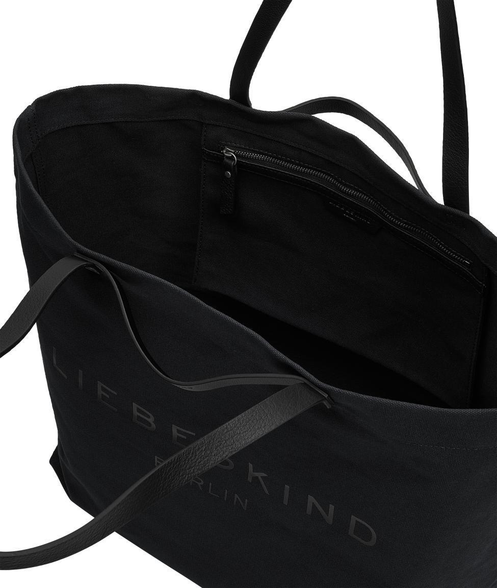 Baumwoll Tasche Liebeskind Berlin Aurora Shopper Canvas Logoaufdruck Black