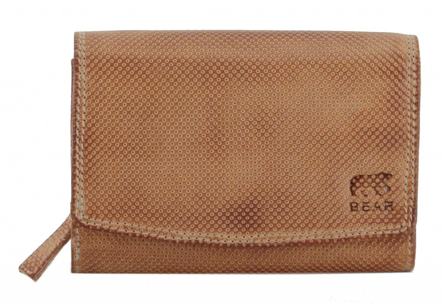 Bear Geldbörse mit RFID Derby Tan Braun Lasercut Leder