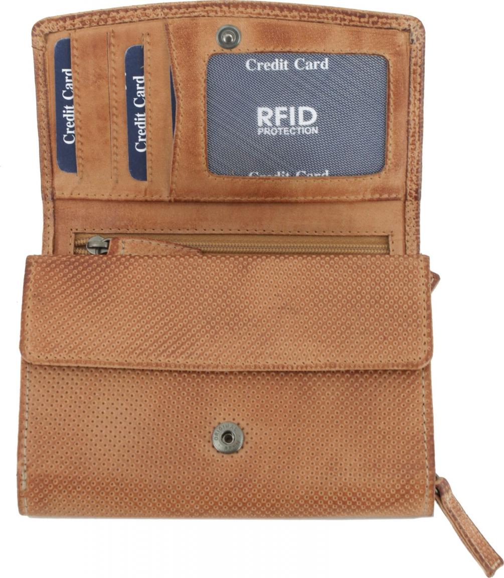 Bear Geldbörse mit RFID Derby Tan Braun Lasercut Leder