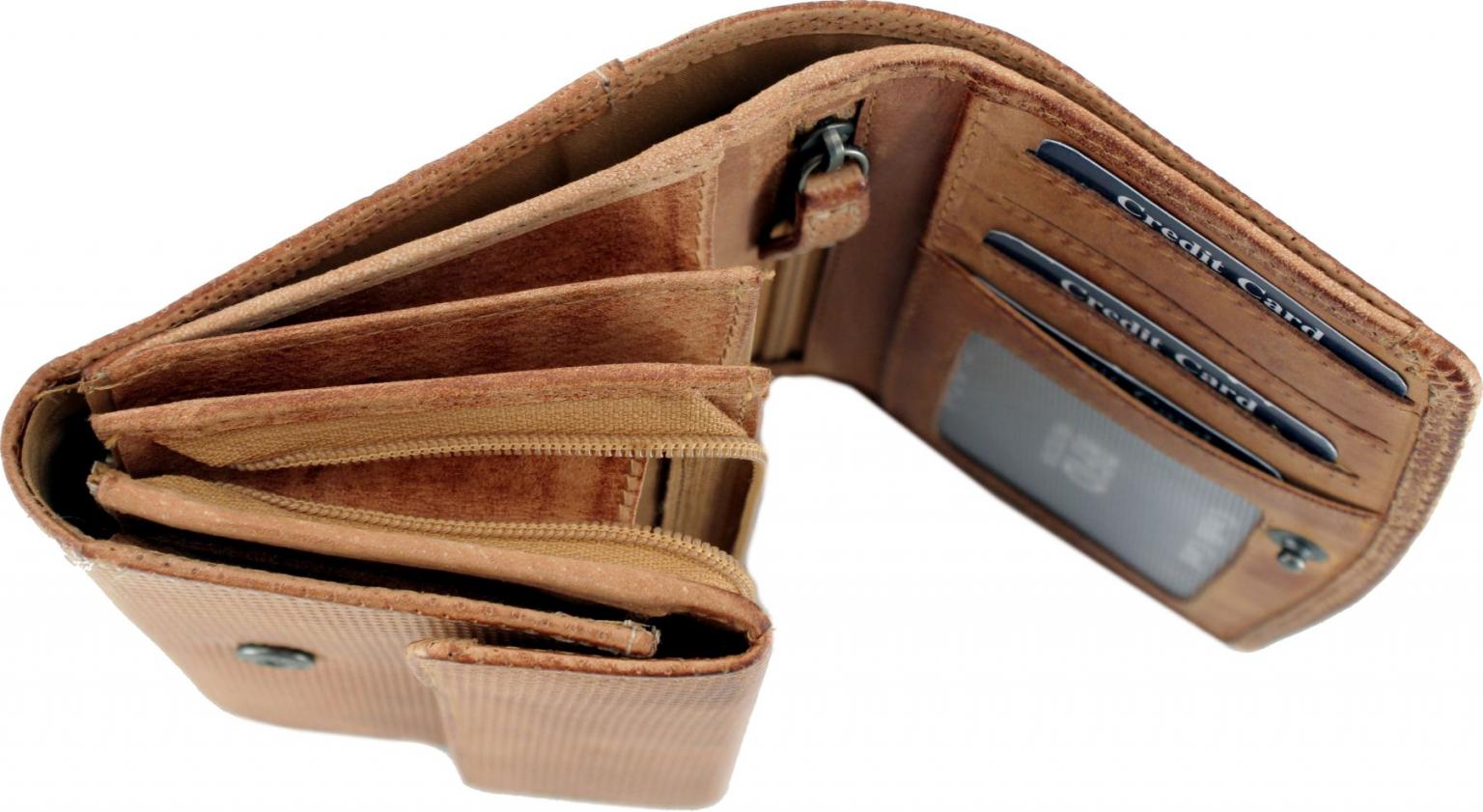 Bear Geldbörse mit RFID Derby Tan Braun Lasercut Leder