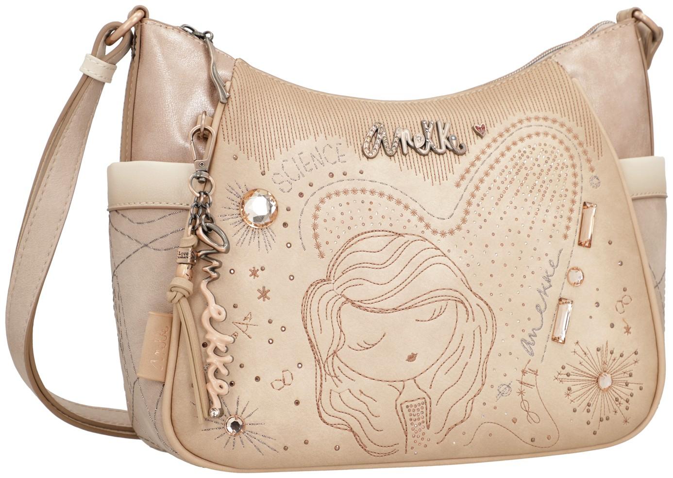 Beuteltasche bestickt beige Hollywood Studio Nude Anekke Glitzer 