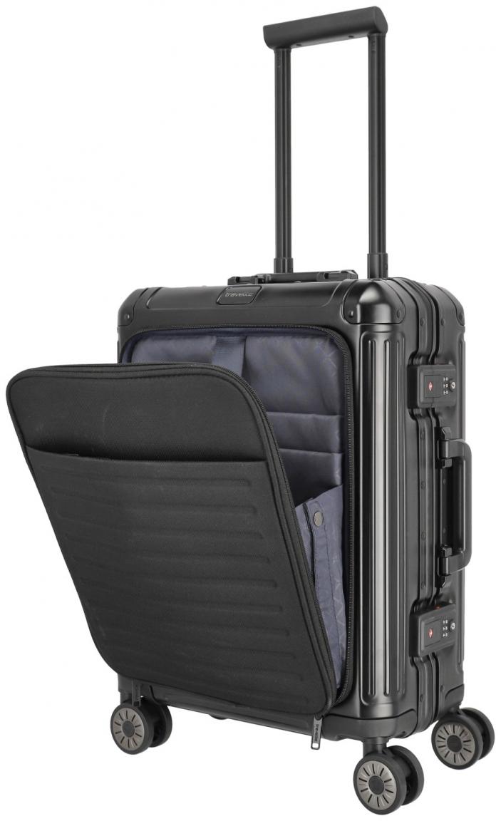 Bordtrolley Aluminium Travelite Next Trolley S 55cm Vortasche schwarz