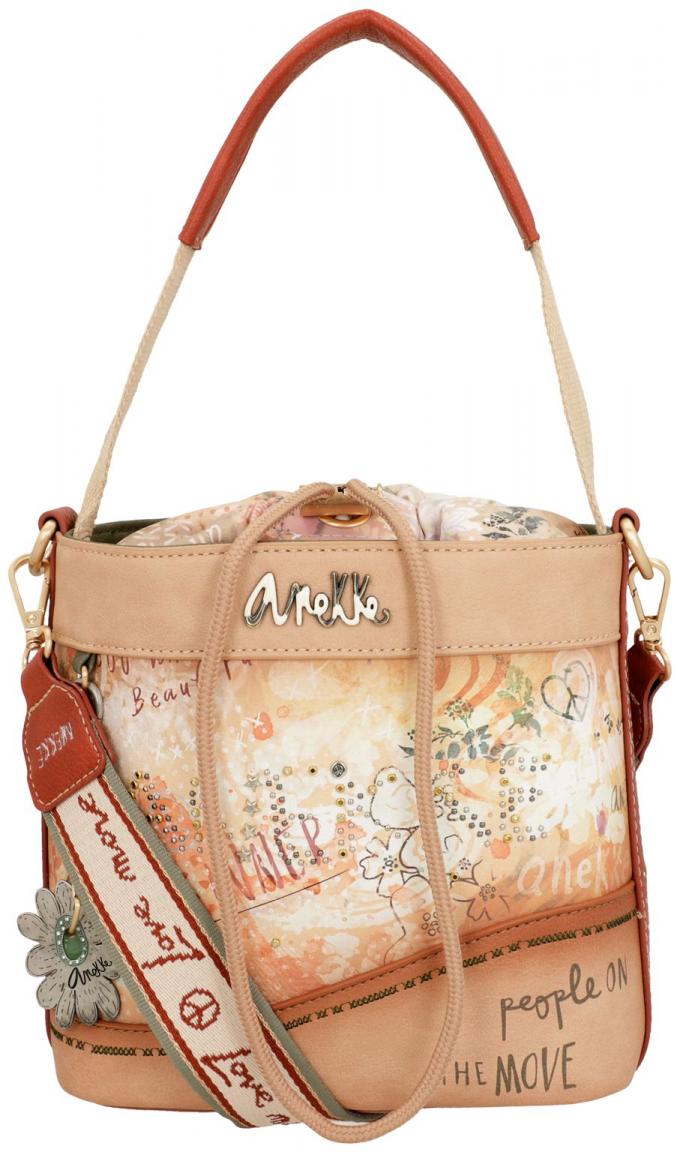 Bucket Bag Anekke Peace & Love Flowers beige Nieten