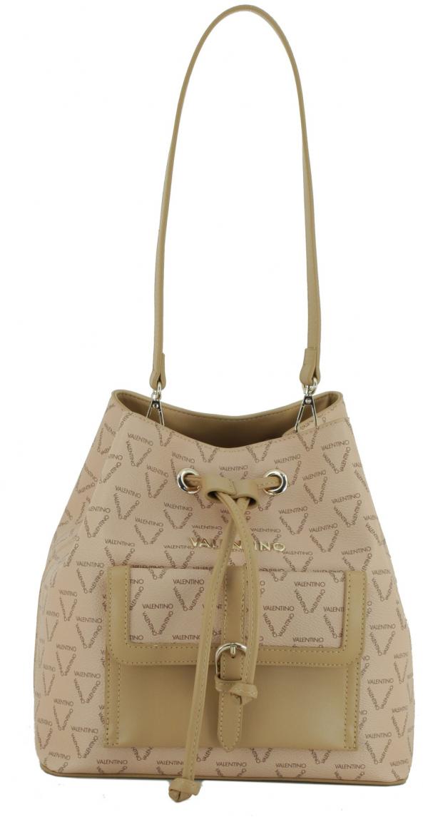 Bucket Bag mit Logoprint Valentino Liuto Ecru hellbeige