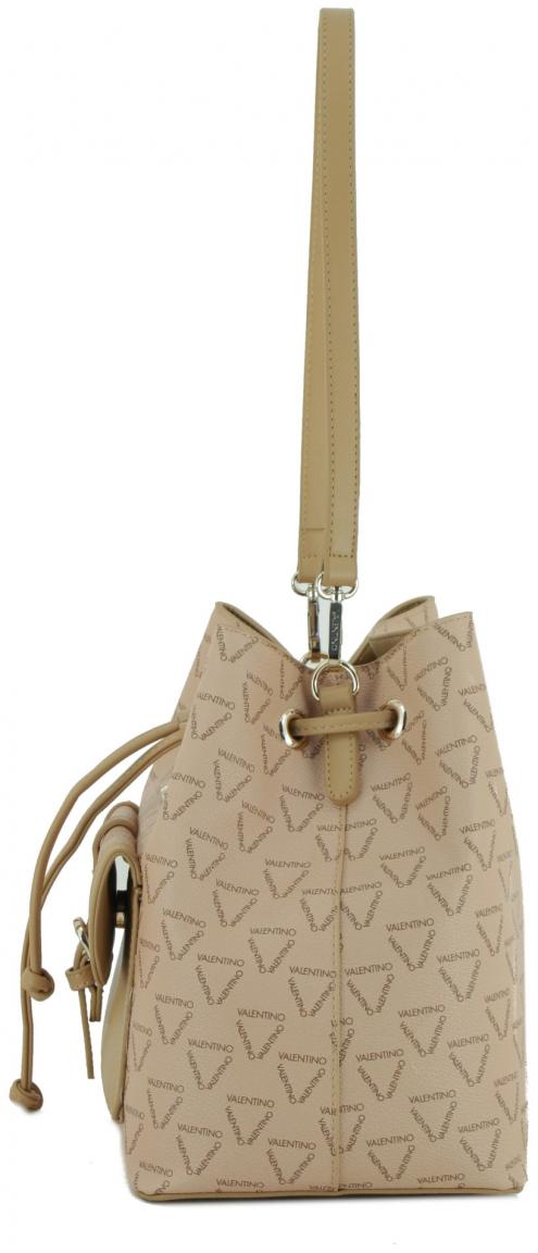 Bucket Bag mit Logoprint Valentino Liuto Ecru hellbeige