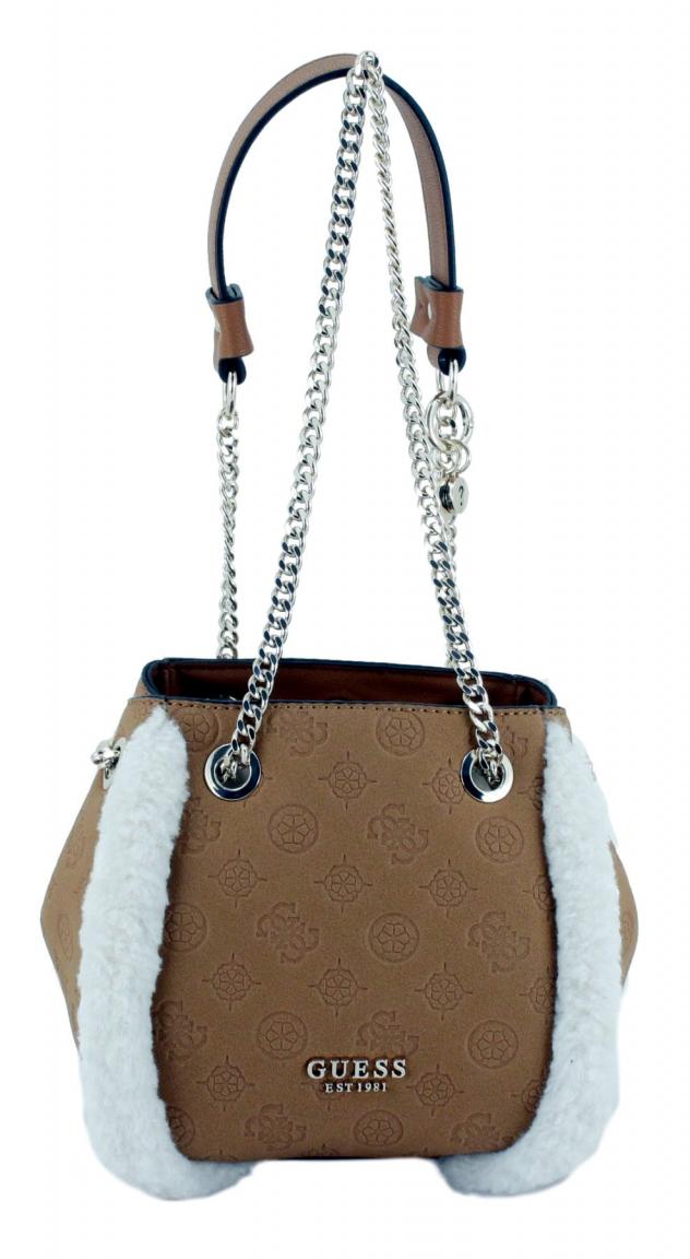 Buket Bag mit Fellimitat Guess Davika Cognac 