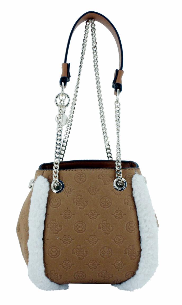 Buket Bag mit Fellimitat Guess Davika Cognac 