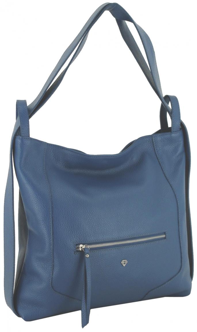 Caleidos Echtleder Beuteltasche Jeansblau Italien 