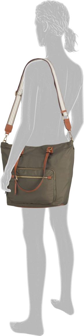 Camel Active Damen Nylonshopper Bari Khakigrün Lederdetails