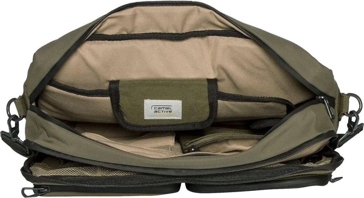 Camel Active Nylon Umhängetasche mit Laptopfach Khaki Brooklyn