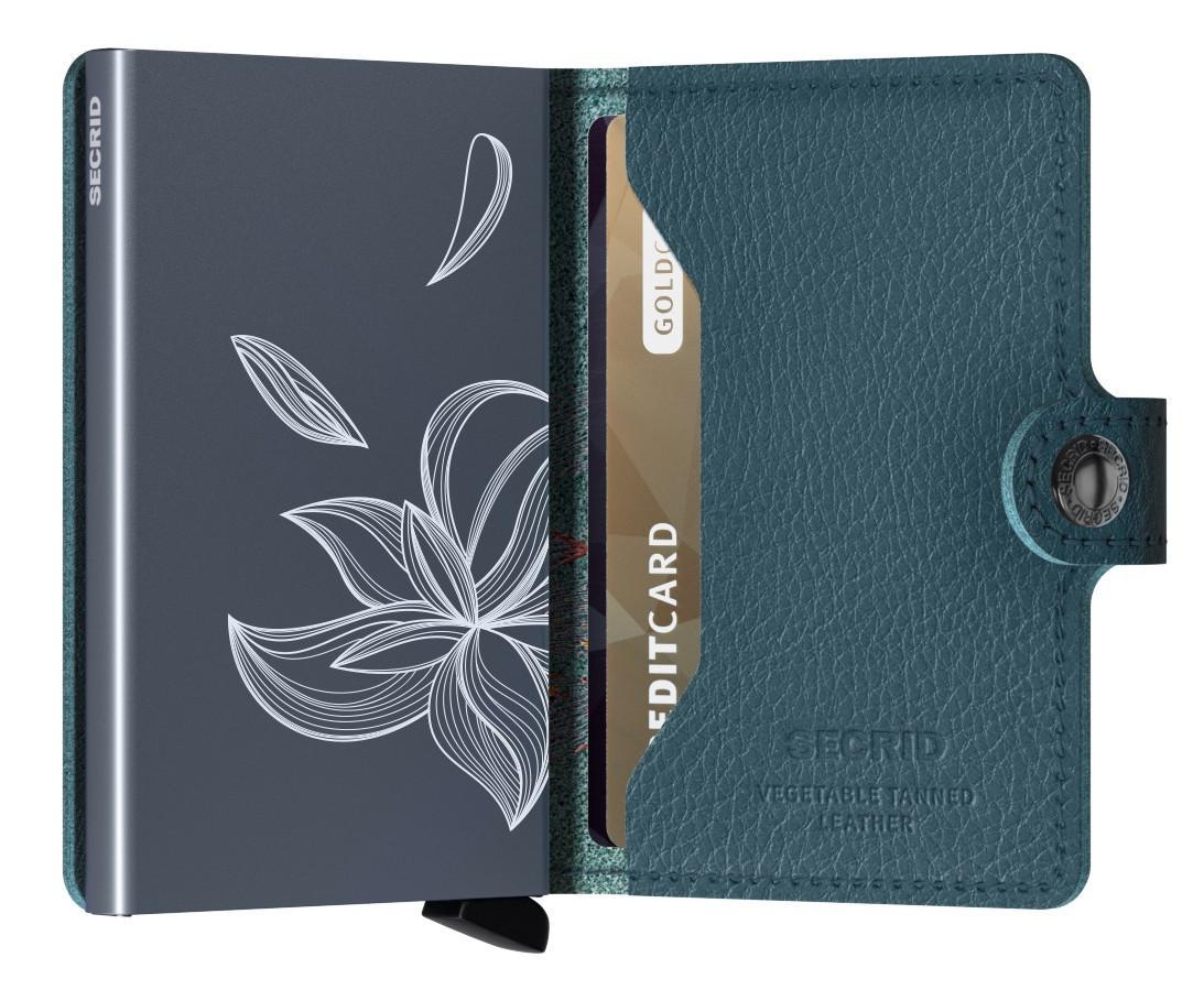 Chipkartenbörse Secrid Miniwallet Stitch Magnolia Petrol Blume