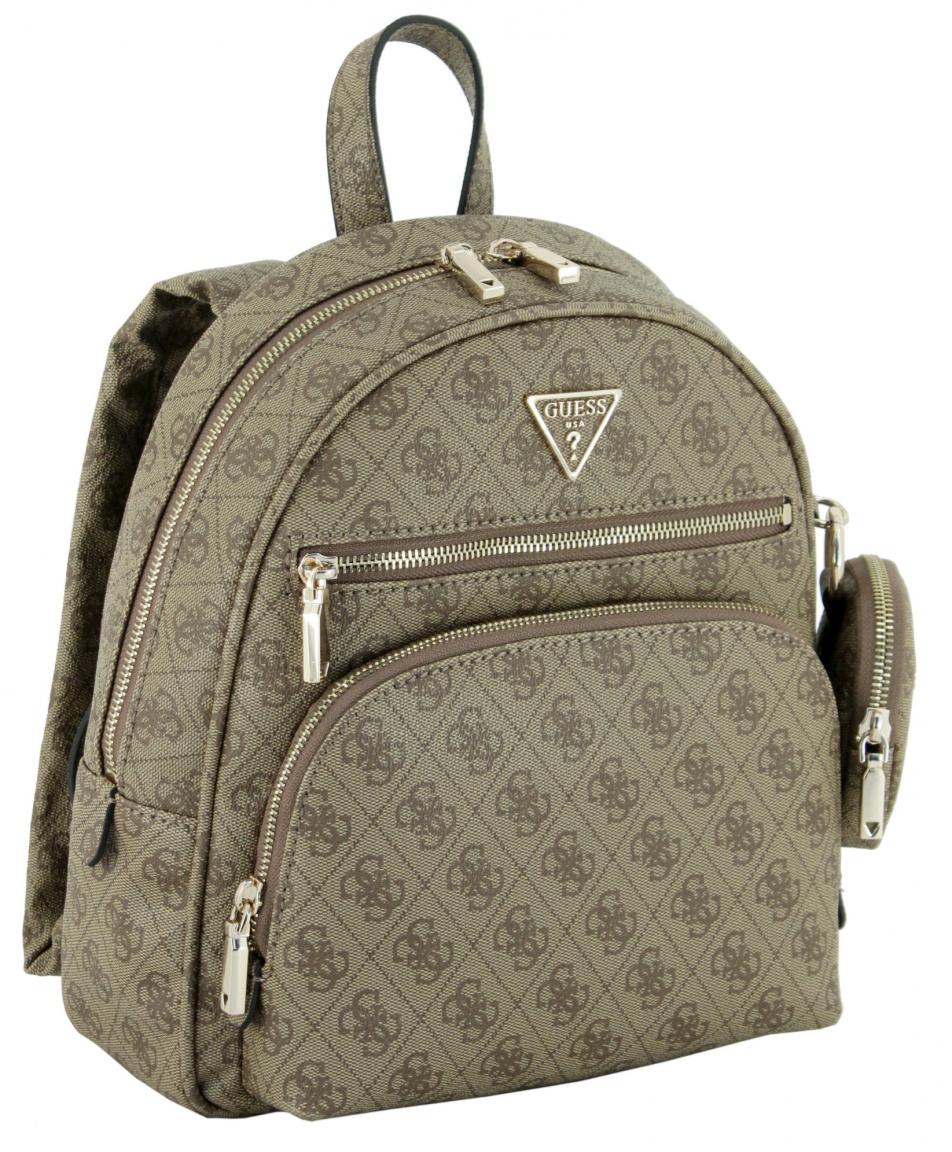 Citybackpack Guess Power Play Latte Logo braun beige Alloverprint