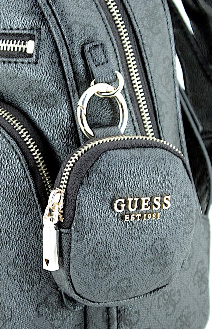 Citybackpack Guess Power Play Latte Logo braun beige Alloverprint