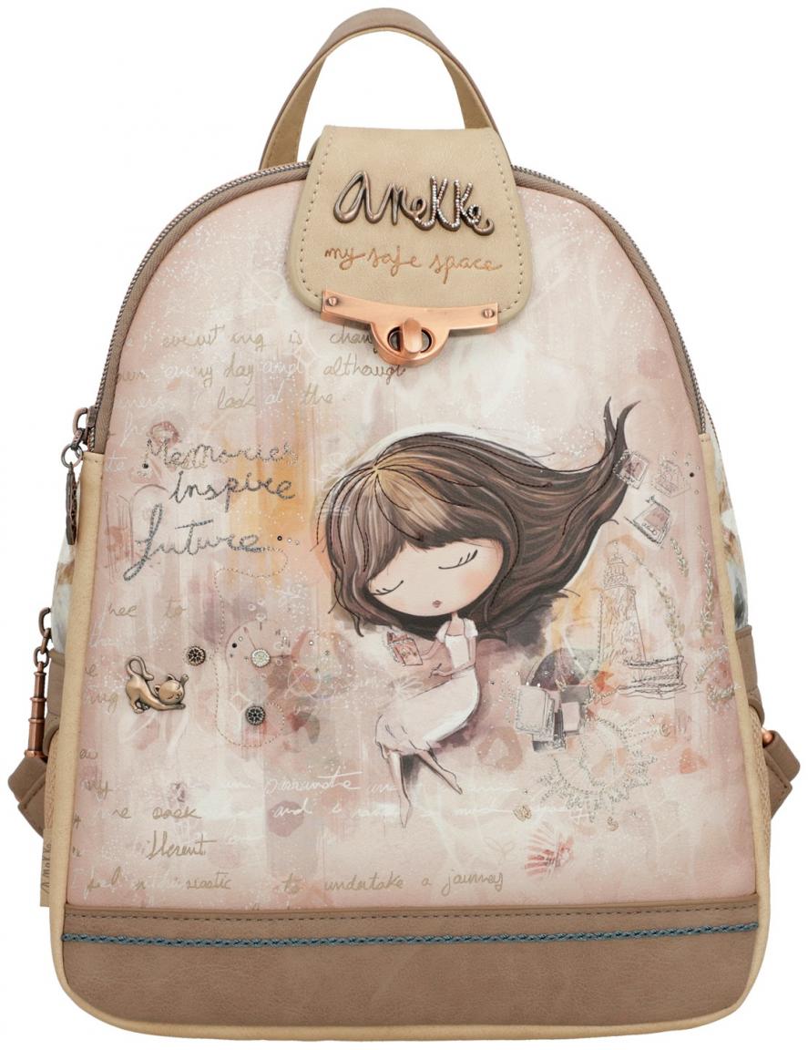 Cityrucksack Anekke dreigeteilt Memories beige Print