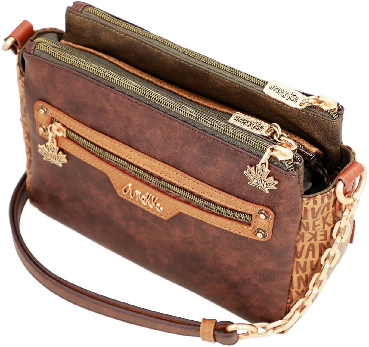 Crossbody Bag Anekke Urban bestickt beige braun Eisbär Maple Leaf