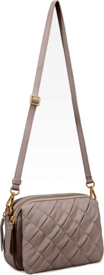 Crossbody Bag Les Visionnaires Emily Weave Taupe Brown Steppnähte