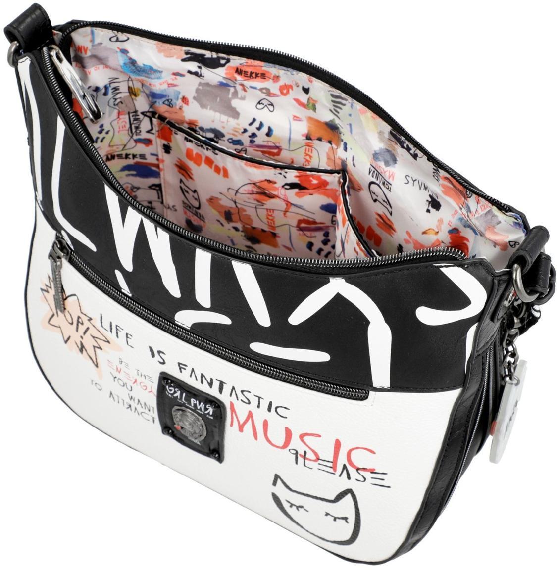 Crossoverbag Anekke Energy Fun and Music Schwarz Weiß Print Towanda Markenlogo