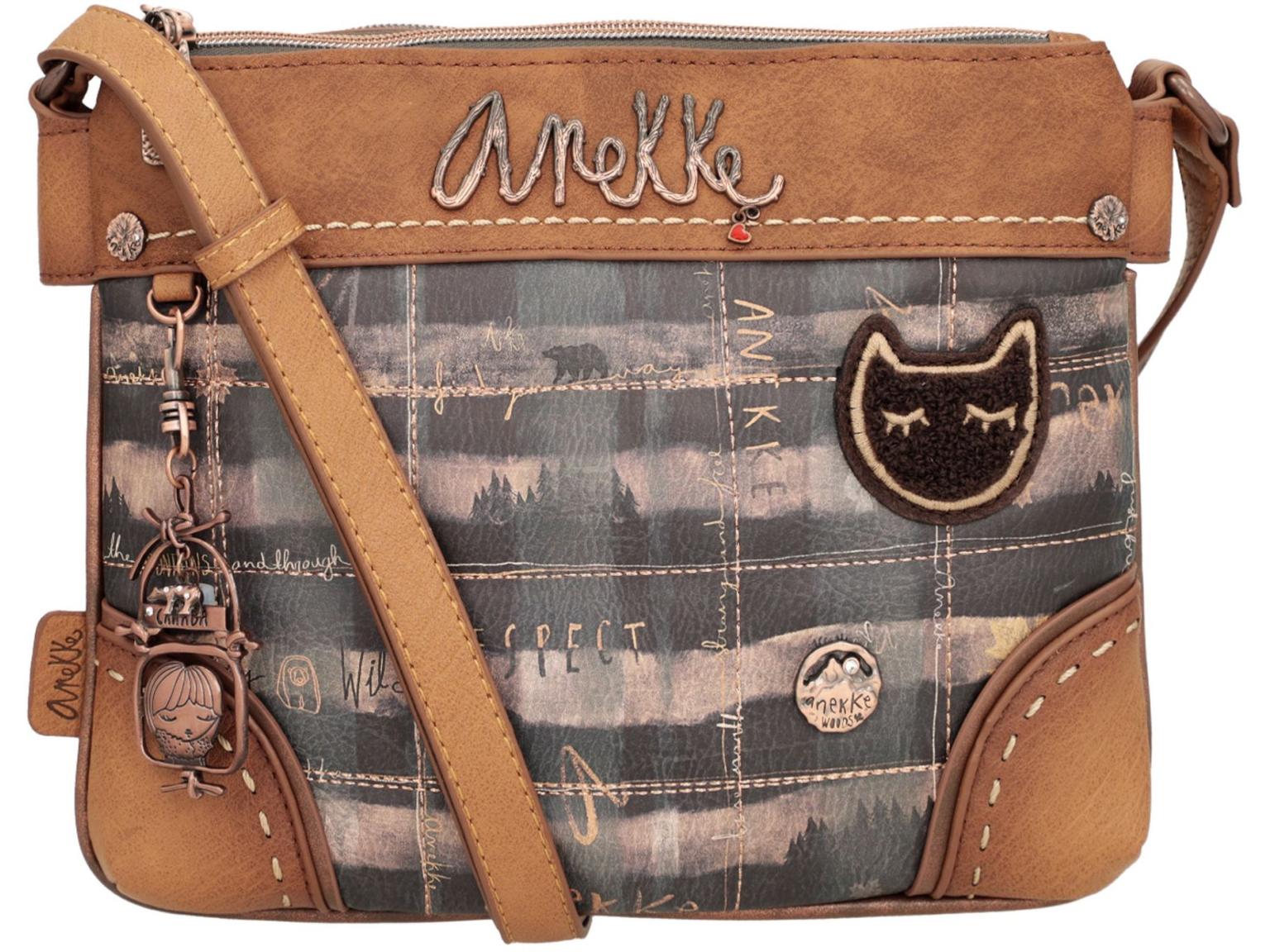 Crossovertasche Anekke Zweifach The Forest Wild Braun bunt Stickerei