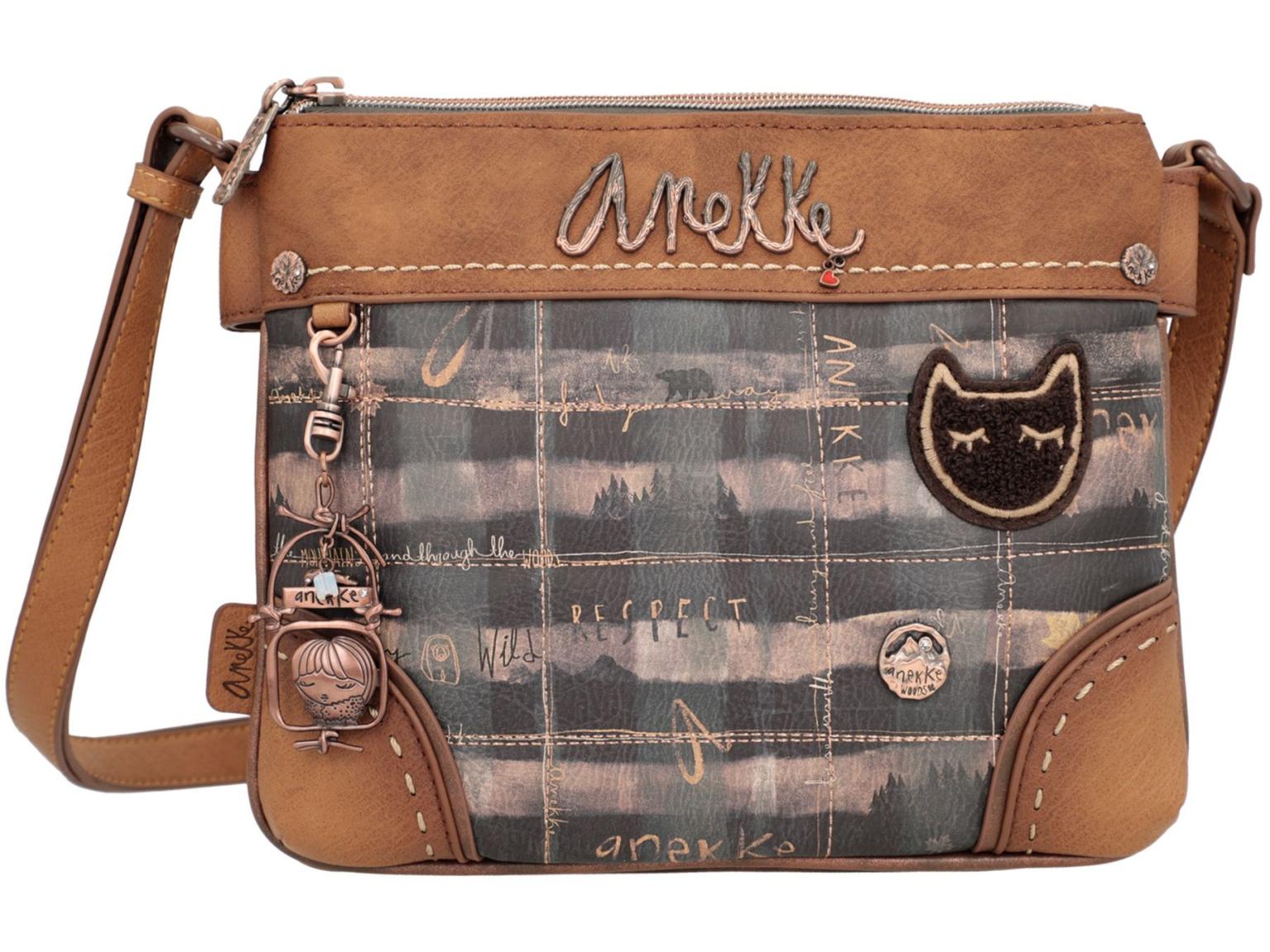 Crossovertasche Anekke Zweifach The Forest Wild Braun bunt Stickerei