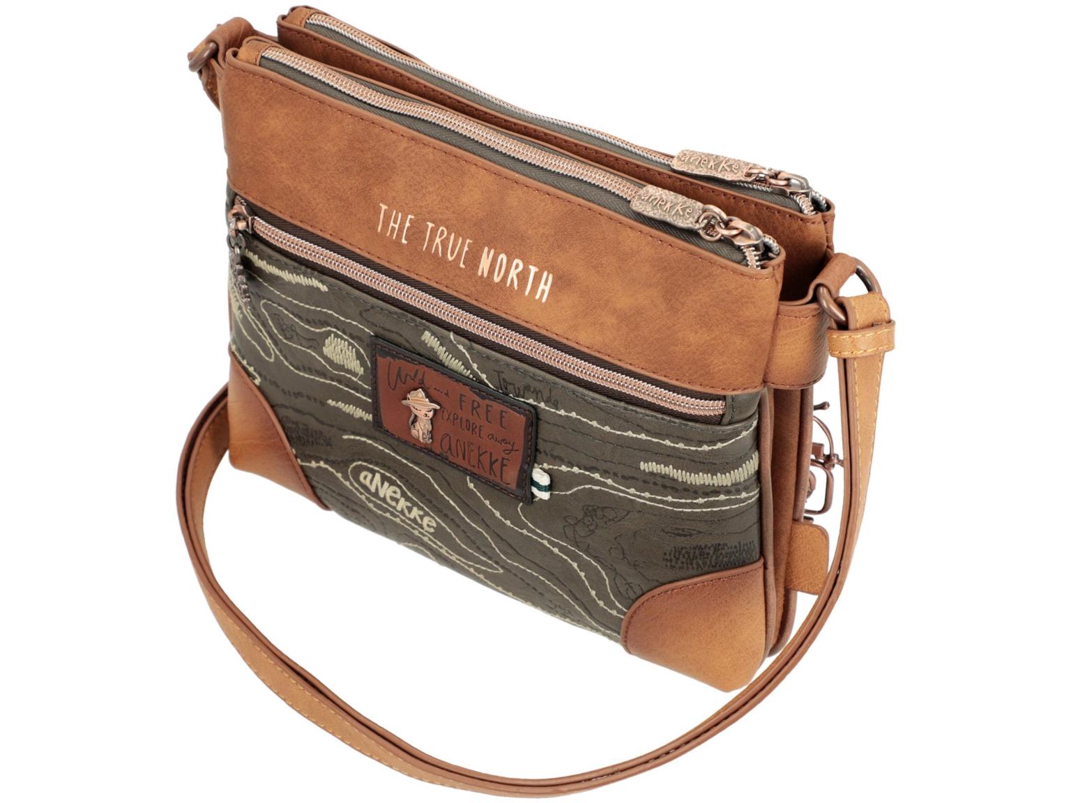 Crossovertasche Anekke Zweifach The Forest Wild Braun bunt Stickerei