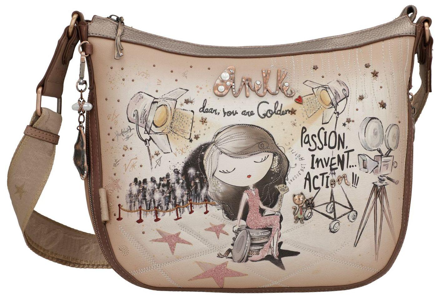 Crossovertasche Large Size Anekke Hollywood Beige bedruckt