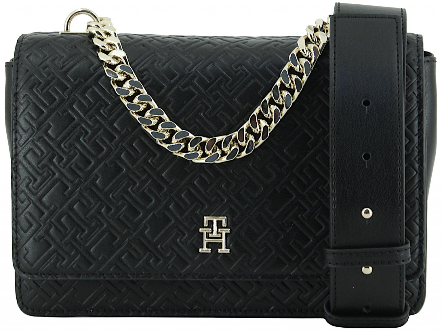 Crossovertasche Tommy Hilfiger Refined Med Prägung schwarz Kette