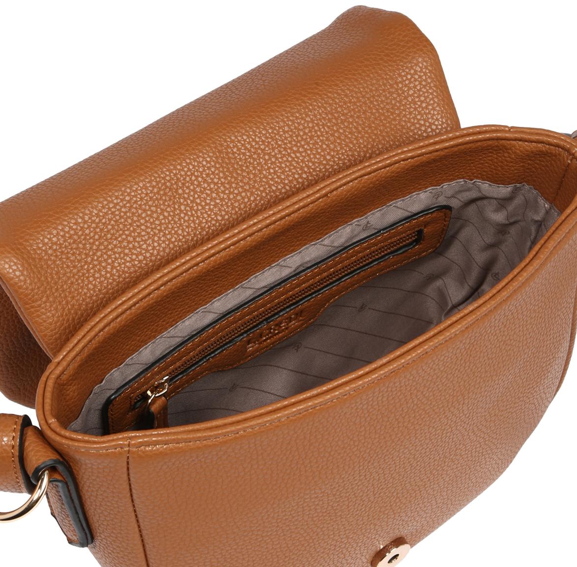 Crossovertasche Überschlag braun L.Credi Kaira Cognac