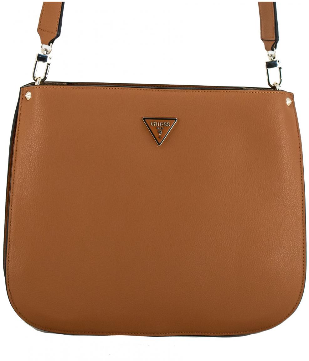 Crossovertasche mit Logoprint Guess Meridian Mocha dunkelbraun