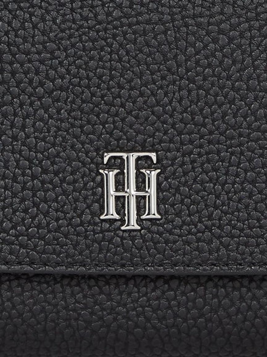 Damen Portmonee Tommy Hilfiger schwarz Silber Flap Element 