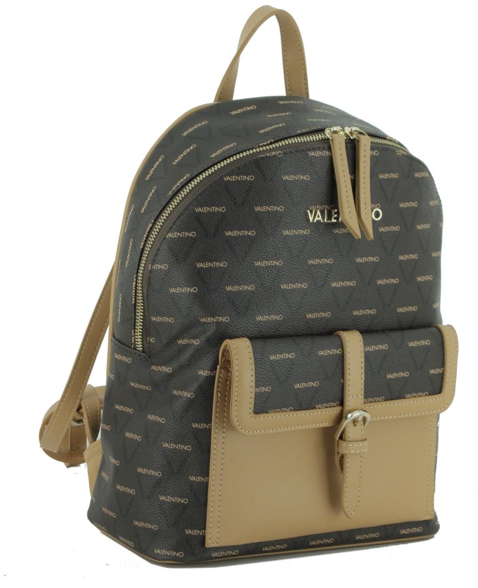 Damenrucksack Valentino Liuto dunkelbraun Logoprint nachhaltig