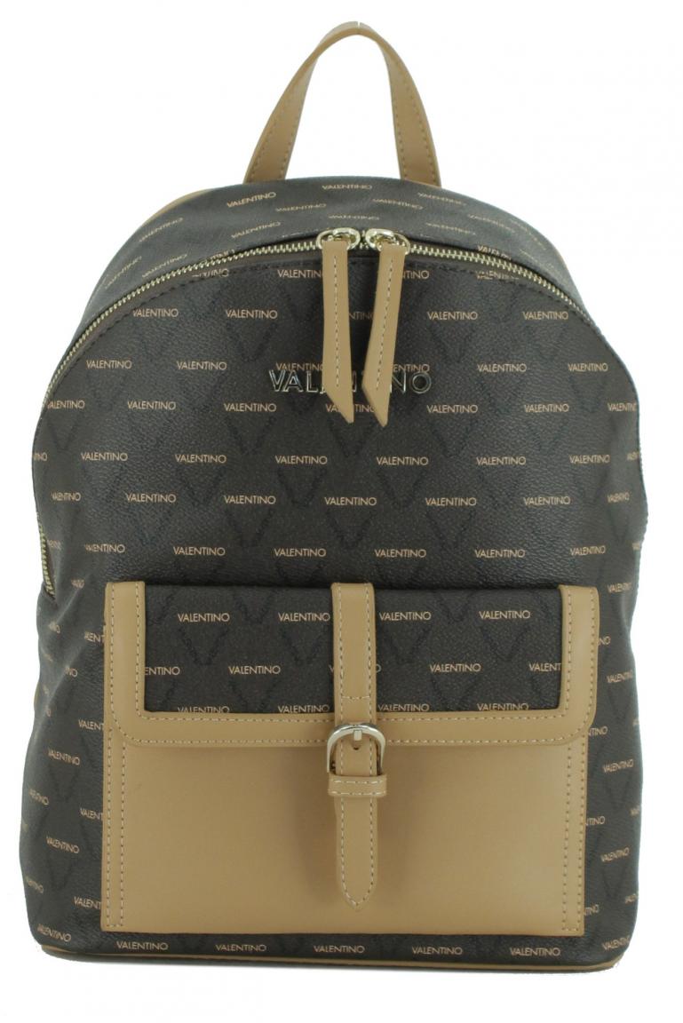 Damenrucksack Valentino Liuto dunkelbraun Logoprint nachhaltig