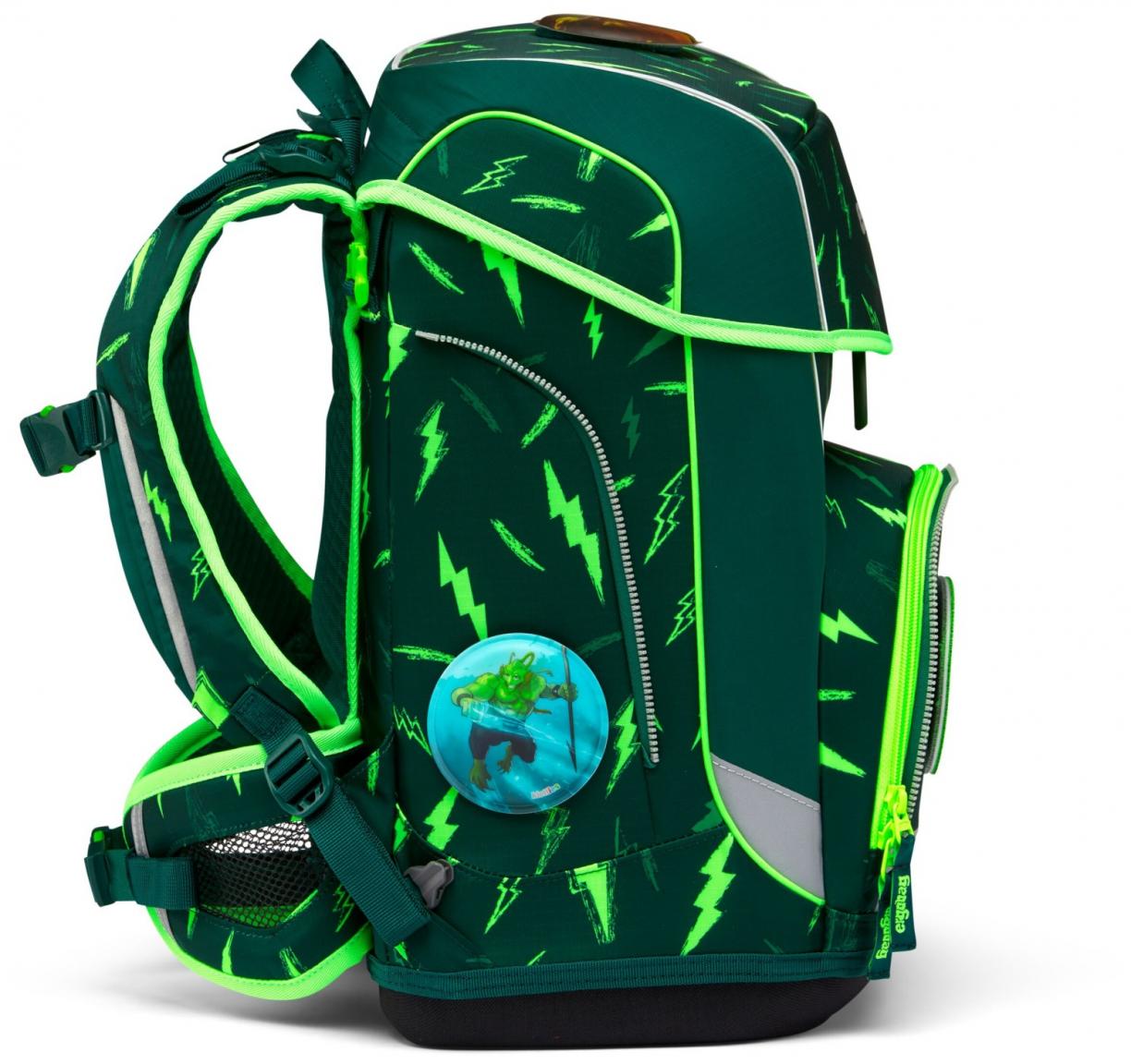 Ergobag Schulrucksack 6-teiliges Set Cubo Light Bärtastisch grün Blitze